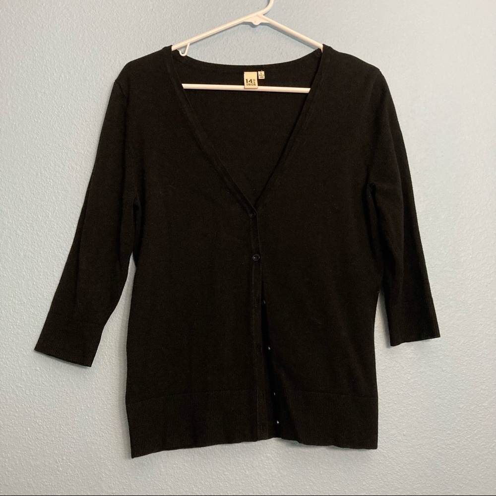 14th & Union 3/4 sleeve Cardigan - Black